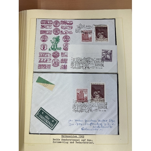 256 - STAMPS AUSTRIA CHRISTKINDL, 1958 to 1994 collection of covers & cards neatly displayed in a Schaubek... 