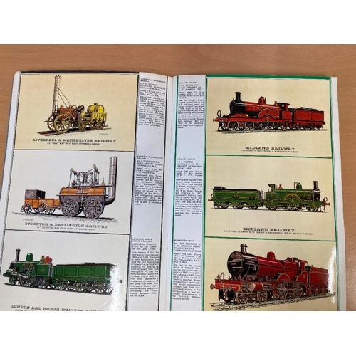 97 - POSTCARDS Railway cards stuck into special album, Stephensons Rocket etc. one card per Railway compa... 