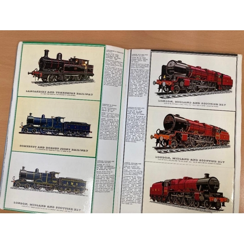 97 - POSTCARDS Railway cards stuck into special album, Stephensons Rocket etc. one card per Railway compa... 