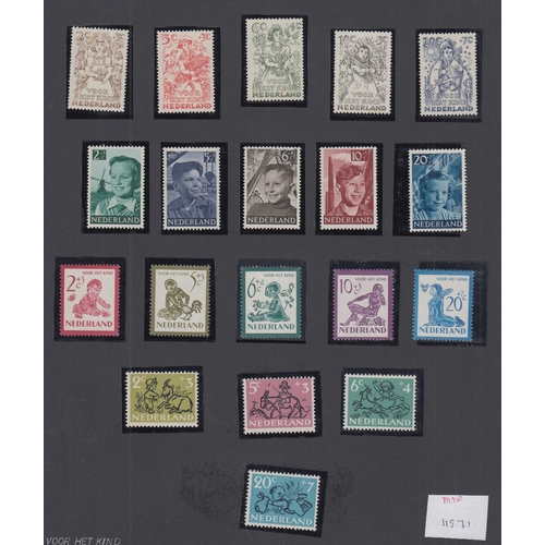 414 - STAMPS NETHERLANDS 1921 to 1978 U/M or M/M collection on 18 album pages, includes 1946/49 definitive... 