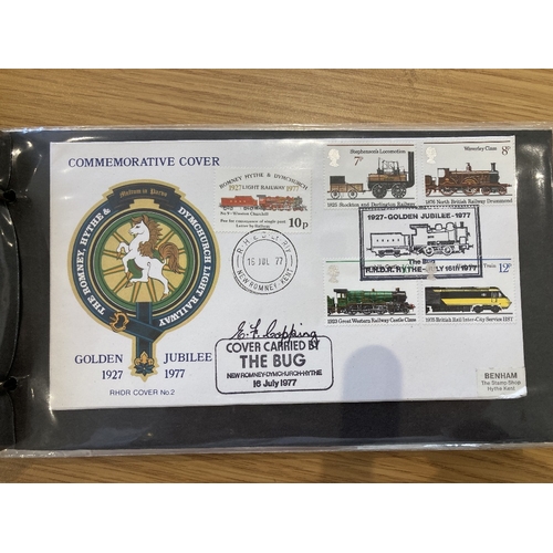 222 - STAMPS FIRST DAY COVERS Album of Romney Hythe and Dymchurch Railway covers produced by Benham, attra... 