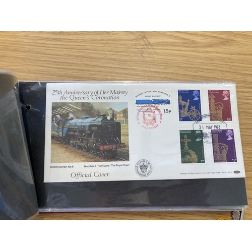 222 - STAMPS FIRST DAY COVERS Album of Romney Hythe and Dymchurch Railway covers produced by Benham, attra... 