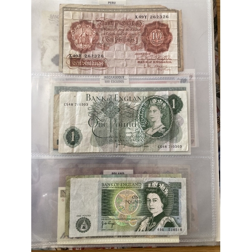 554 - BANK NOTES Album of mint and used bank notes including old UK notes