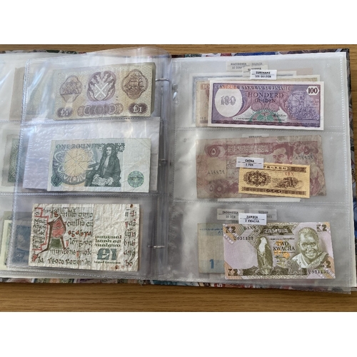 554 - BANK NOTES Album of mint and used bank notes including old UK notes