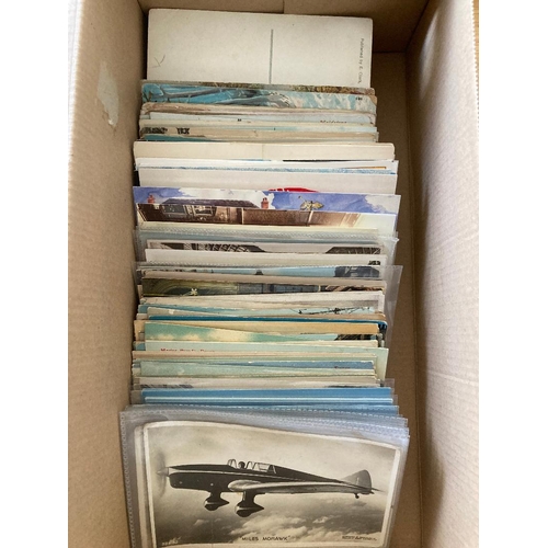 108 - POSTCARDS Shoebox of old postcards, various topics including aviation, shipping, Kent  etc