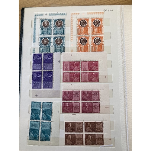 471 - STAMPS VATICAN 1950's to 1960's unmounted mint blocks of four in stock book