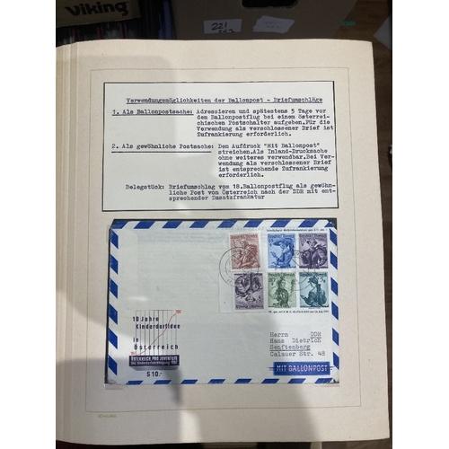 123 - STAMPS POSTAL HISTORY AUSTRIA, a very fine collection of Ballon Post neatly presented in two albums ... 