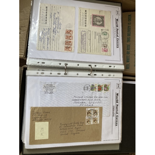 135 - STAMPS POSTAL HISTORY WORLD, two large boxes with 25 files with 1000s of covers all written up on pa... 