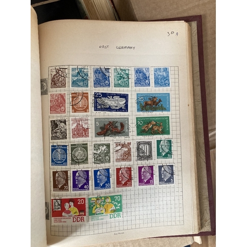 53 - STAMPS WORLD, box with various albums, stockbooks, loose etc. A good rummage and sorting lot with va... 