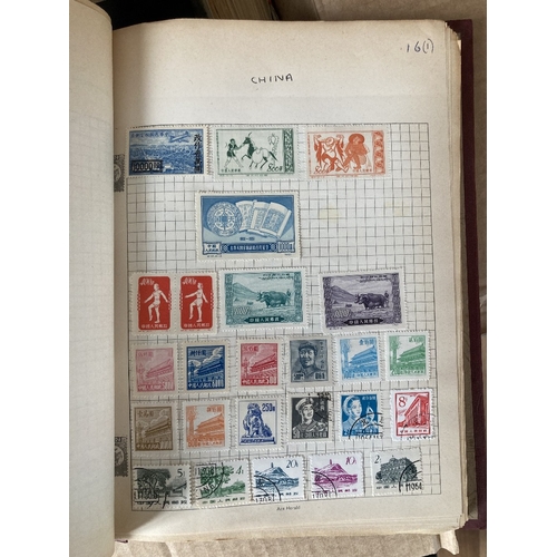 53 - STAMPS WORLD, box with various albums, stockbooks, loose etc. A good rummage and sorting lot with va... 