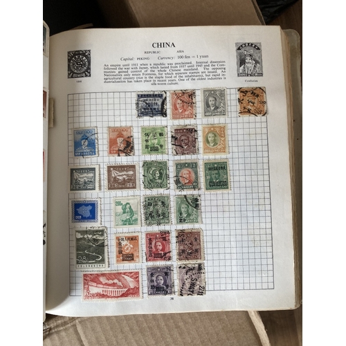 53 - STAMPS WORLD, box with various albums, stockbooks, loose etc. A good rummage and sorting lot with va... 