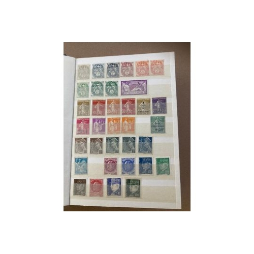 308 - STAMPS FRANCE Small green stock book with selection of mint stamps (duplicated) 1900-1969 plus some ... 