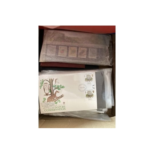 35 - STAMPS Large glory box of part collections, FDC's, Presentation packs plus over £60 GB face
