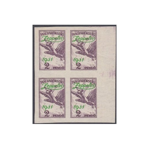 359 - STAMPS HUNGARY 1931 Zeppelin imperf block of four SG 530a