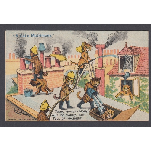 134 - 1903 used LOUIS WAIN postcard Firemen, 