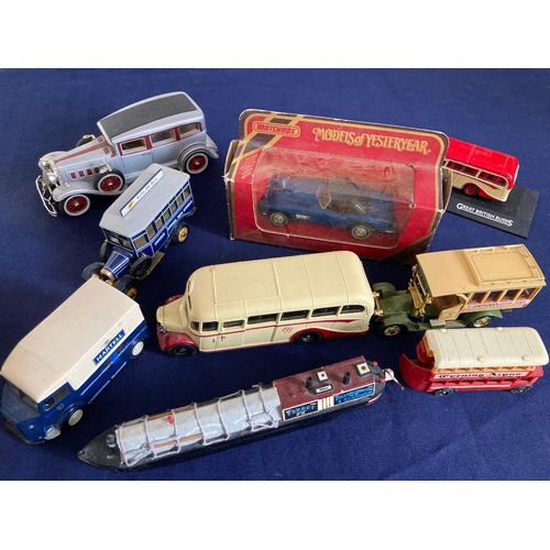 71 - Small accumulation of model buses and commercial vehicles plus narrow boat