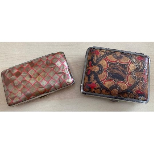 51 - Two cigarette or calling card cases in white metal with patterned design