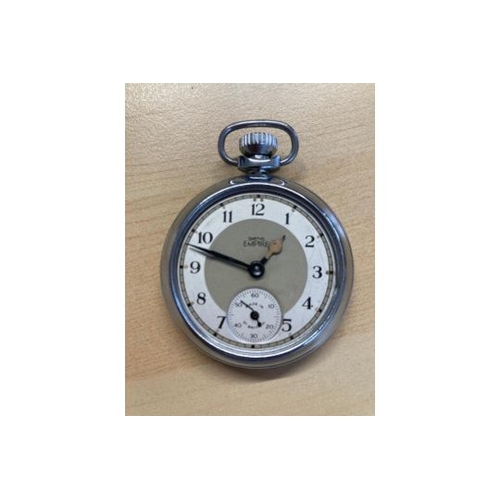 86 - WATCHES : Smiths stainless steel pocket watch, missing front glass (not working)