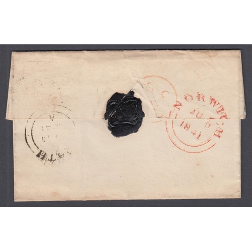 200 - STAMPS GREAT BRITAIN 1841 Penny red on wrapper 9th June 1841, four margin example, probable Black Pl... 