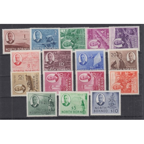 518 - STAMPS NORTH BORNEO 1950 GVI definitive set of sixteen, lightly mounted mint, SG 356-70. Cat £140