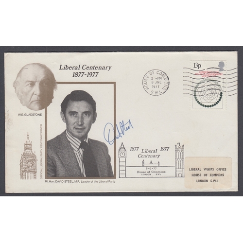 143 - AUTOGRAPH 1977 Heads of Government FDC, cancelled by House of Commons machine slogan, David Steel si... 