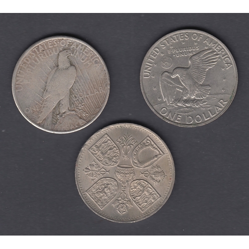 578 - COINS 1922 USA Liberty Dollar plus 1971 Liberty Dollar and 1953 UK Crown