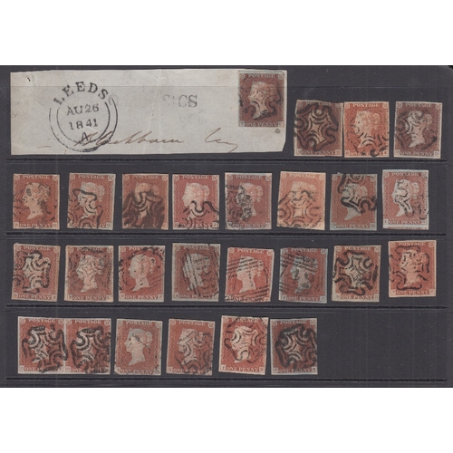 254 - STAMPS GREAT BRITAIN 1841 Penny Reds on three stock pages (150) all with MX cancels