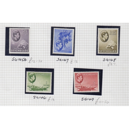 528 - STAMPS SEYCHELLES 1938-49 mint definitive set to 5r on album pages