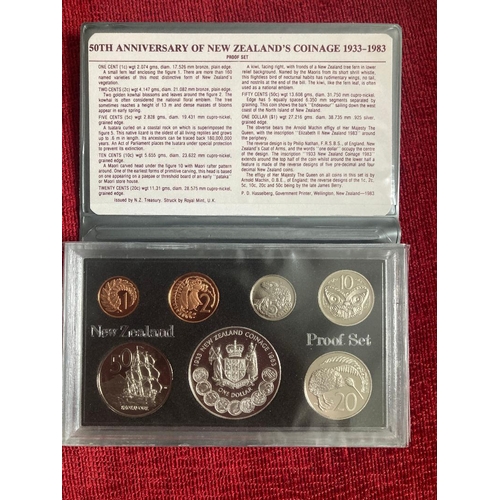 589 - COINS 1983 New Zealand proof set 50th Anniversary of Coinage including Silver $1 coin (27g)