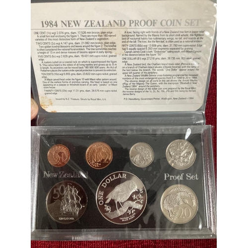 590 - COINS 1984 New Zealand proof set including the Silver Robin $1 coin (27g)