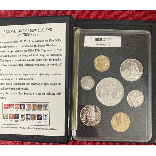 594 - COINS 1991 New Zealand Reserve Bank proof set including Silver $5 coin (27g)