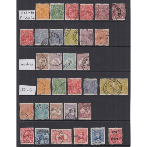 372 - STAMPS AUSTRALIA  Accumulation of used Heads and Roo's on stock pages, good lot high Cat Val