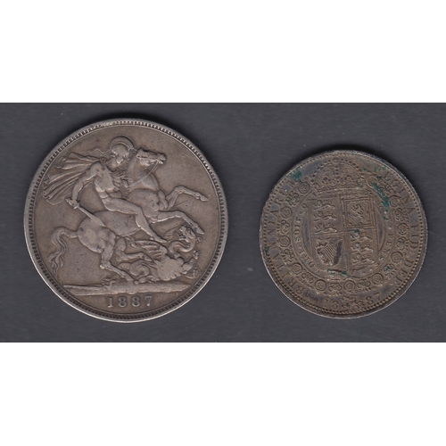 626 - COINS 1887 QV Silver Crown and 1887 Half Crown