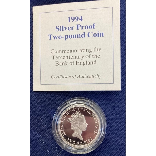 639 - COINS 1994 £2 Silver proof coin, Bank of England