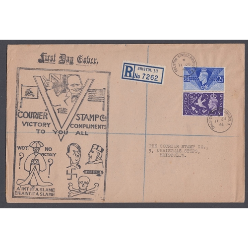 330 - STAMPS 1946 Victory first day cover illustrated with comic cachet