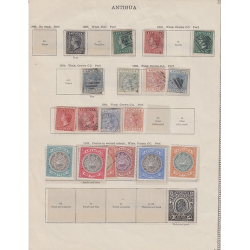 351 - STAMPS ANTIGUA Mint and Used selection on couple of album pages and stock page including 1921 mint s... 