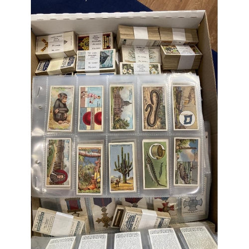 117 - CIGARETTE CARDS Box with over 3400 cards, all sorted into sets or part sets, with condition mostly g... 