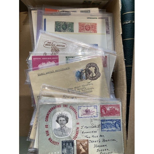 13 - STAMPS WORLD, box with postal history and stamps on stockcards with an interesting range of material... 