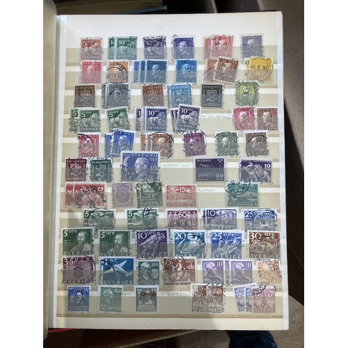 45 - STAMPS WORLD, box with eleven albums with various mint, used and covers.