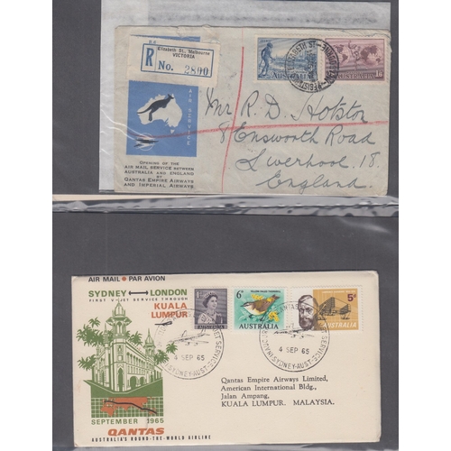 163 - STAMPS AIRMAIL WORLD, cover album with 126 covers or cards, mostly flight covers and from 1920s to 1... 