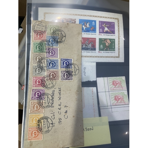 30 - STAMPS ALL WORLD Small box with stock pages of mainly used duplicated stamps plus some covers plus m... 