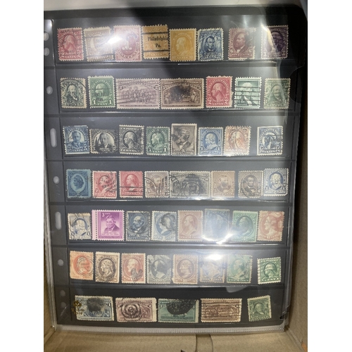 30 - STAMPS ALL WORLD Small box with stock pages of mainly used duplicated stamps plus some covers plus m... 