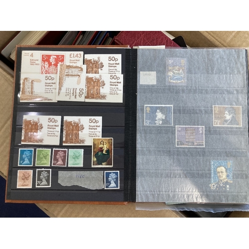 222 - STAMPS GREAT BRITAIN Box of First Day Covers plus a few stock books of mint QEII stamps