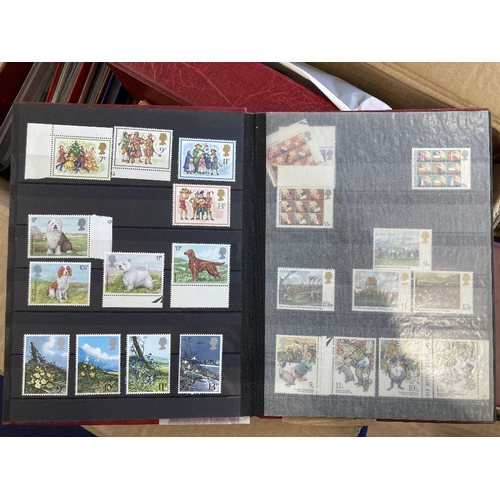 222 - STAMPS GREAT BRITAIN Box of First Day Covers plus a few stock books of mint QEII stamps