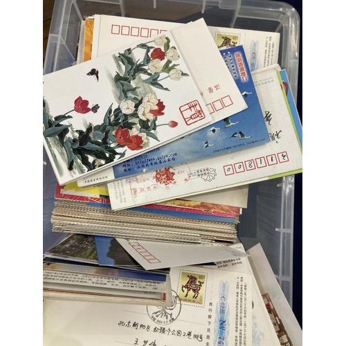 403 - STAMPS CHINA Box with over 1000 mint & used New Year cards and other modern postal stationery cards ... 