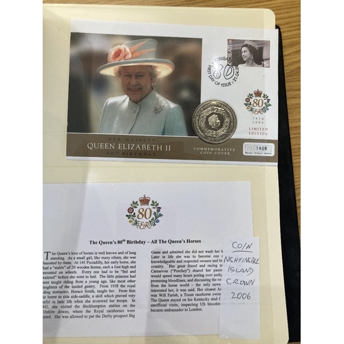 566 - COINS Album of 80th Birthday of Queen Elizabeth II coin covers, 19 covers