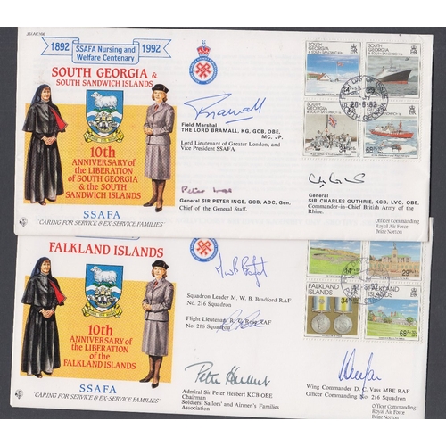 149 - AUTOGRAPHS Four Falklands Anniversary covers multi signed by high ranking officers