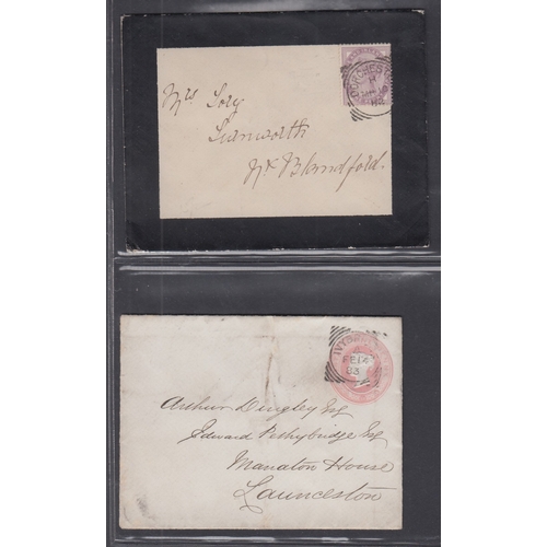 203 - STAMPS GREAT BRITAIN Small album of Penny red plates on cover plus a few pieces of postal stationery