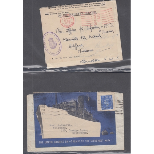 206 - STAMPS GREAT BRITAIN Album of GVI postal history , all with re-use labels applied to the envelopes, ... 