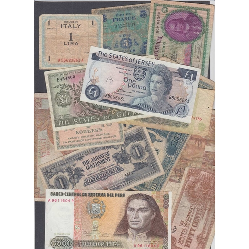 553 - Small accumulation of World bank notes, including Japan, 1 Lira Italy note etc